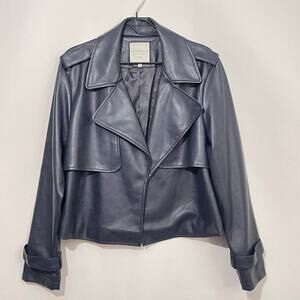 Bagatelle Moto Jacket Womens Large Dark Blueish-Gray Open Front Butter Soft EUC